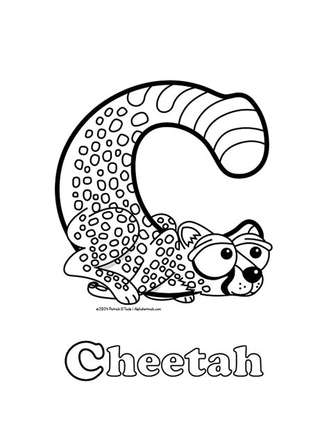 Free Cheetah Coloring Page | Alphabetimals