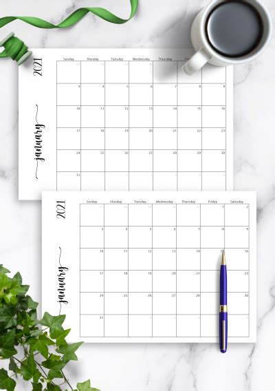 Download Printable Simple Monthly Calendar Horizontal PDF