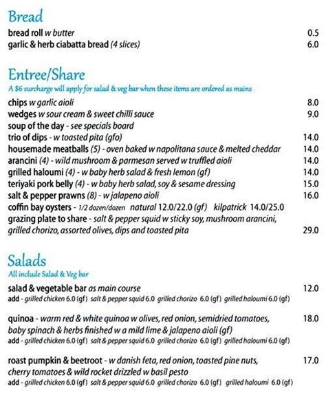 Menu at Palais Hotel pub & bar, Semaphore, 86 Esplanade