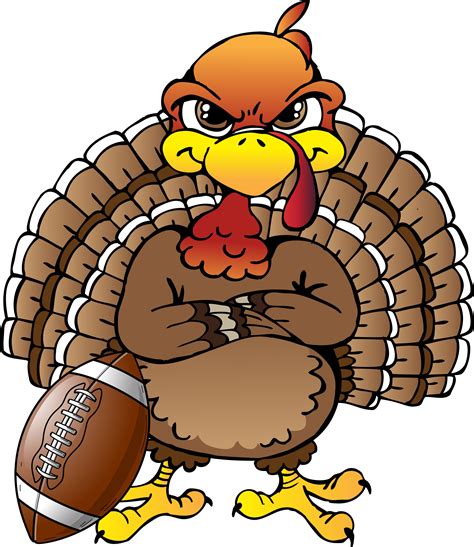 a cartoon turkey holding a football