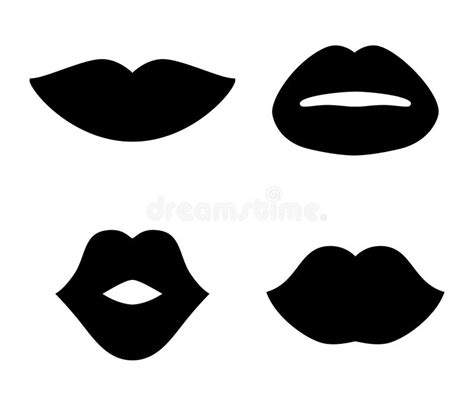 Different Black Women Lips Icons Set Isolated on White Background ...