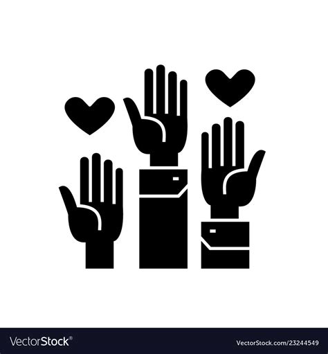 Volunteer hands black concept icon Royalty Free Vector Image