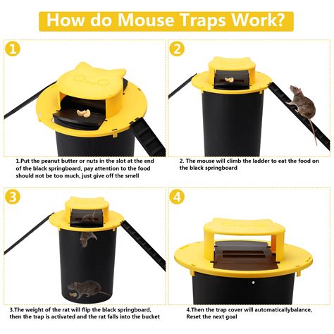 Buy 2 Pack Mouse Traps Bucket,Flip and Slide Mouse Trap Reusable Humane ...