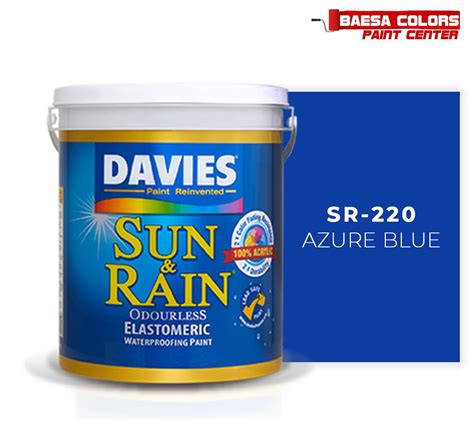 DAVIES SUN & RAIN ELASTOMERIC WATERPROOFING PAINT SR-220 AZURE BLUE 4L ...