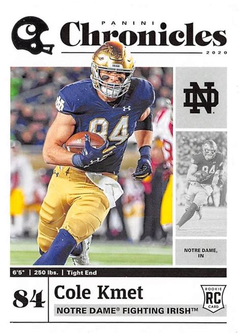 Cole Kmet Football Card (Notre Dame Fighting Irish) 2020 Panini ...