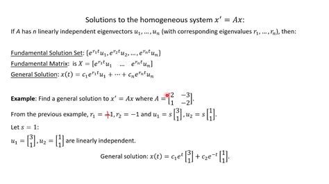 Homogeneous Linear Systems with Constant Coefficients (Differential ...