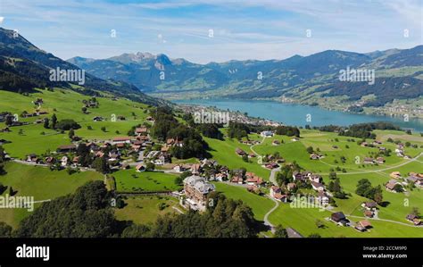 Beautiful Swiss Alps with its small villages Stock Photo - Alamy