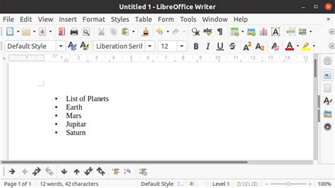 Bulleted And Numbered Lists in LibreOffice Writer