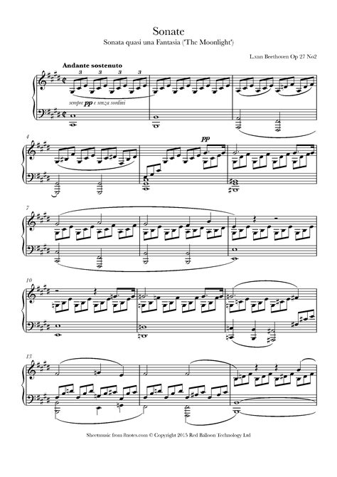 Beethoven - Moonlight Sonata (1st mvt) Sheet music for Piano - 8notes.com