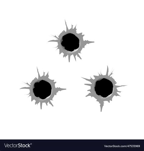 Bullet hole realistic metal hole damage Royalty Free Vector