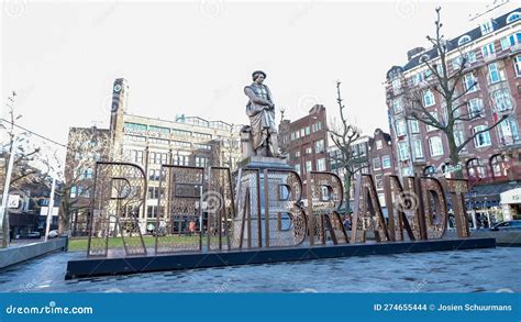 Statue of Rembrandt in Amsterdam Editorial Stock Image - Image of ...