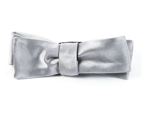 Solid Satin Silver Bow Tie | Silk Bow Ties | Tie Bar