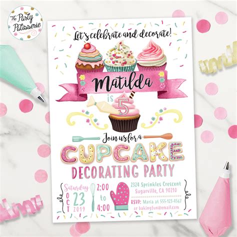 Diy Cupcake Birthday Party Invitations