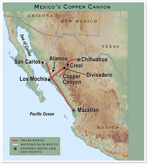 Route Map - Mexico's Copper Canyon Train Journey