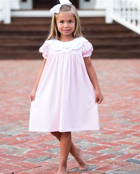 Pink Knit Embroidered Collar Dress | Pink knit dress, Girls easter ...