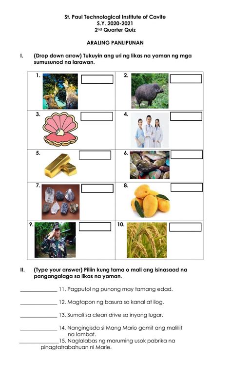 Araling Panlipunan Interactive Worksheet