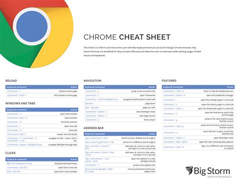 Chrome Keyboard Shortcuts - Big Storm