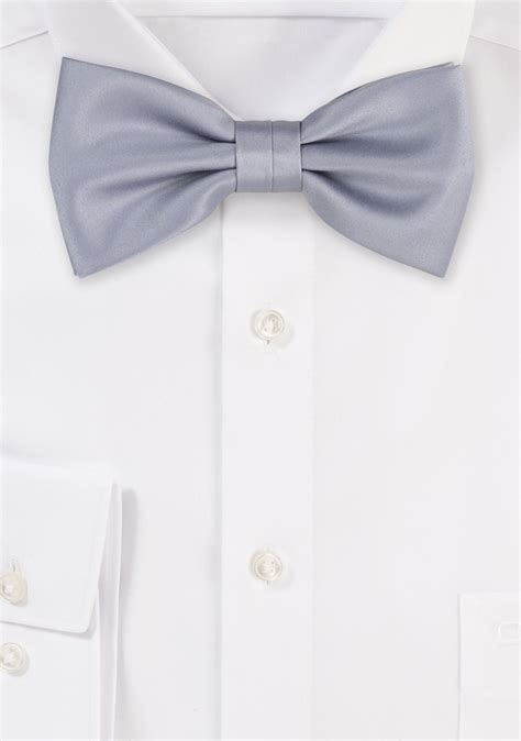 Formal Silver Bow Tie | Solid Satin Bow Tie in Silver | Bows-N-Ties.com