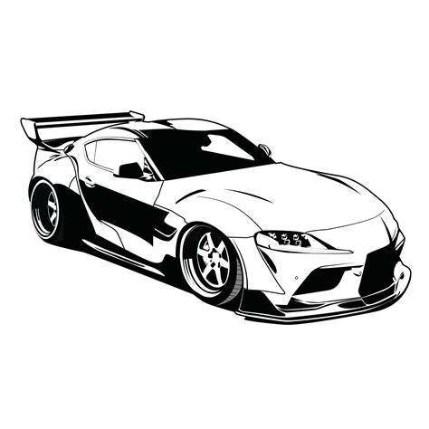 toyota supra black and white car illustratioin 16186288 Vector Art at ...