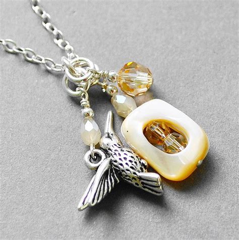 Items similar to Hummingbird Necklace, Nature Jewelry, Sterling Silver ...