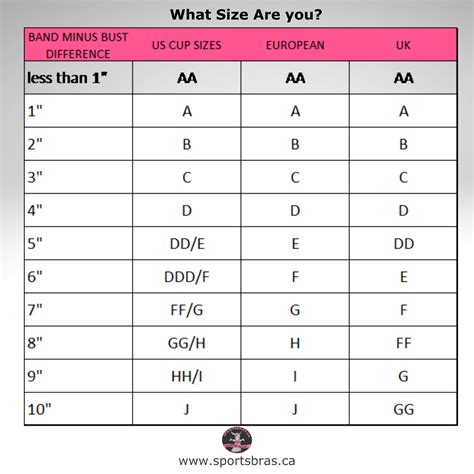 Bra Cup Size Scale