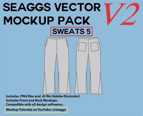 Flared Sweatpants Streetwear Clothing Vector Mockup Clothing Brand ...