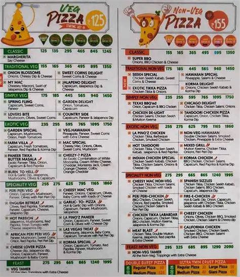 Menu of La Pino'z Pizza, Kankurgachi, Kolkata