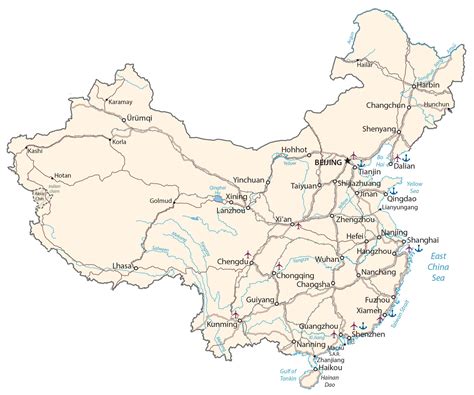 China Map - Cities and Roads - GIS Geography