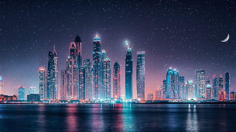 Dubai skyline at night - backiee