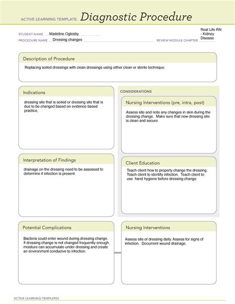 Nursing Skill dressing change - ACTIVE LEARNING TEMPLATES Diagnostic ...