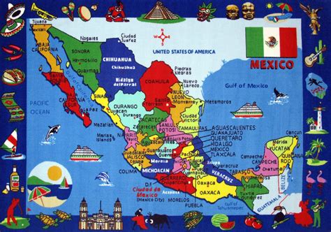 Large detailed tourist illustrated map of Mexico | Mexico | North ...