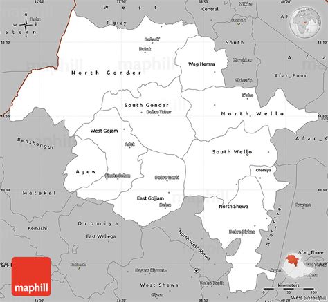 Gray Simple Map of Amhara