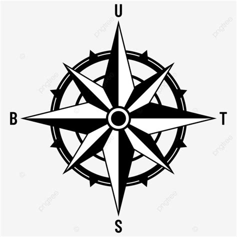 Cardinal Directions Or Wind Directions In Black White Colors, Wind ...