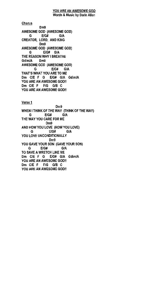 You Are An Awesome God Chords PDF (Heath Jarvis) - PraiseCharts