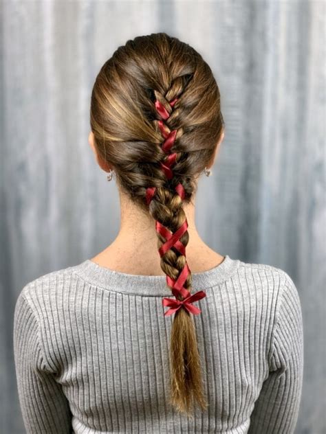 Beautiful & Simple Braid with Ribbon Hairstyle for Long Hair