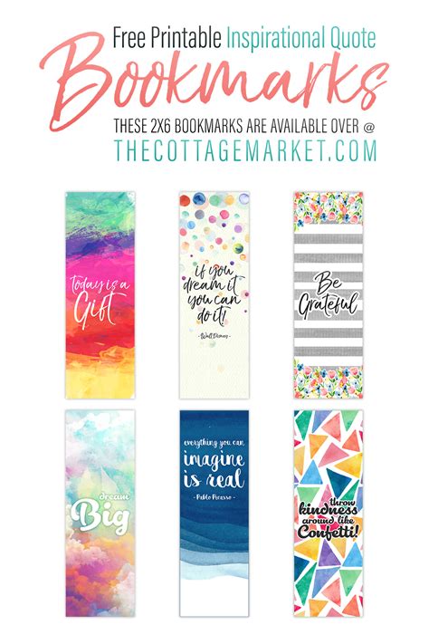 Free Printable Inspirational Quote Bookmarks - The Cottage Market