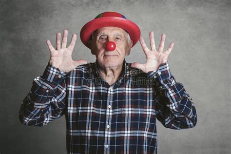 Funny Grandfather with Hat and Clown Nose Stock Image - Image of event ...