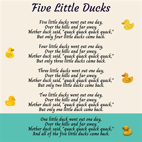 Five Little Ducks Printable Lyrics, Origins, and Video