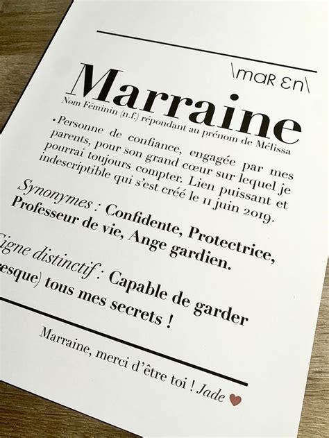 Affiche définition Marraine - Etsy France | Marraine, Citation marraine ...