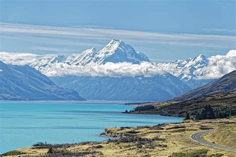 new zealand, lake pukaki, aoraki, mount cook, mountain, glacier, lake ...