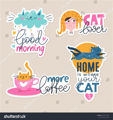 Cartoon Funny Vector Stickers Motivational Quotes Stock Vector (Royalty ...