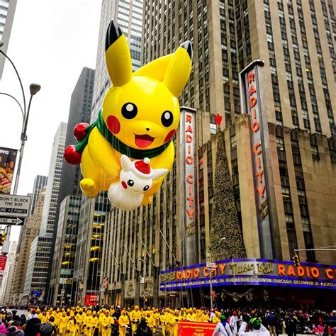 Pikachu Pokemon Balloon Floats in the Air during the Macy`s ...