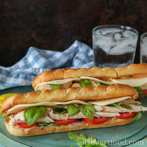 Chicken Pesto Sandwich on Baguette | Girl Heart Food®