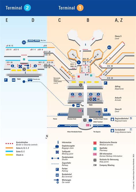 Map of Frankfurt airport: airport terminals and airport gates of Frankfurt