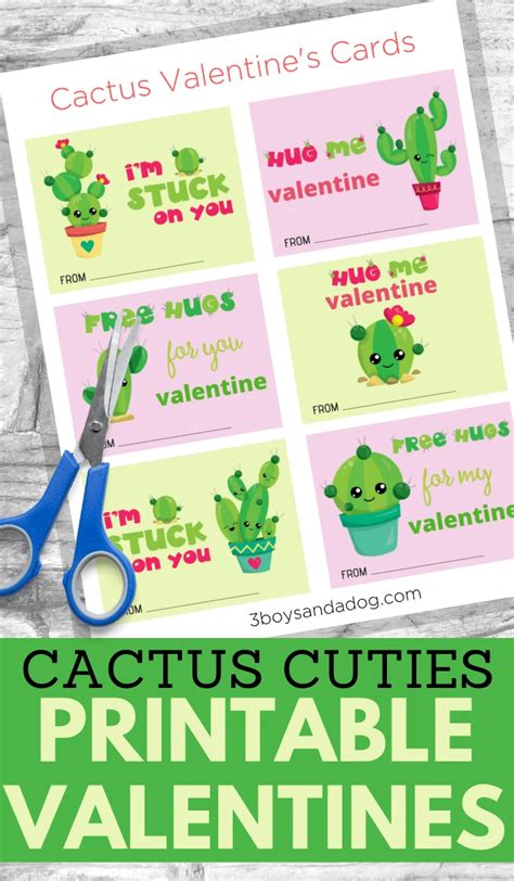 Printable Cactus Valentine Cards