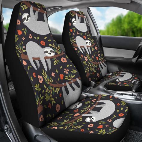 Sloth Cute Design Themed Print Universal Fit Car Seat Covers - JorJune