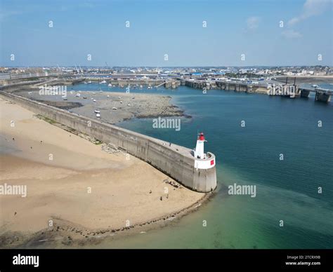 St Marlo France harbour Lighthouse drone,aerial Stock Photo - Alamy