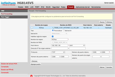 Can't port fowarding HG8145V5 - Huawei Enterprise Support Community