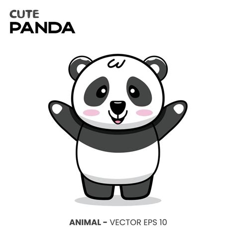 Cute Panda character, cute smile expression with raised hand. 5464246 ...