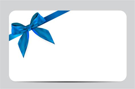 Blank Gift Card Template with Blue Bow and Ribbon. Vector Illustration ...